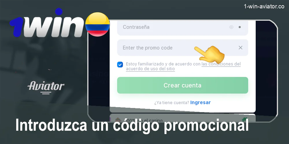 Activar el código promocional de bienvenida al registrarse en 1Win